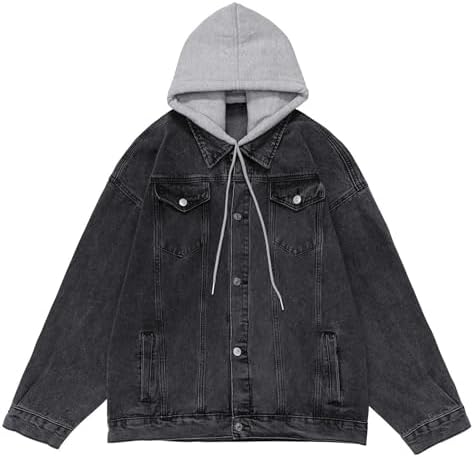 Vintage Grunge Denim Jacket with Pockets Goth Y2k Long Sleeve
